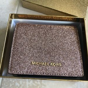 Michael Kors ‘Pewter’ Pink Sparkly Wallet NIB!